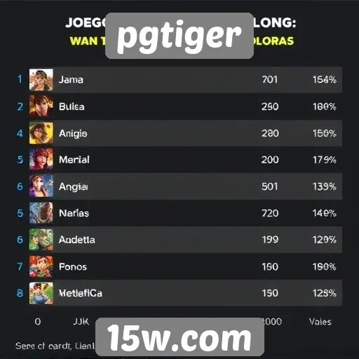 Estatísticas de jogos mais jogados no pgtiger